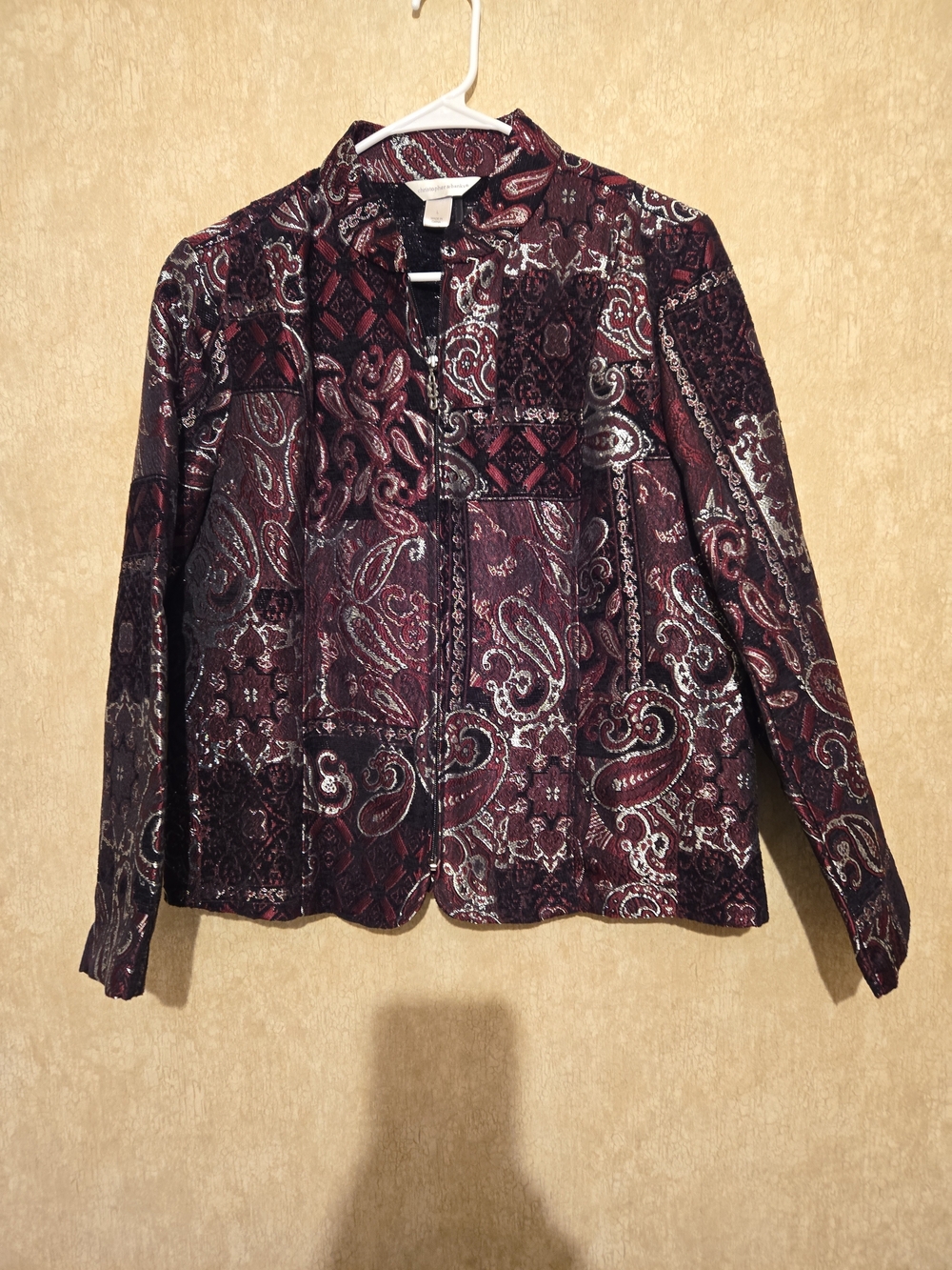 Paisley Pattern Burgundy Women’s Blazer Jacket